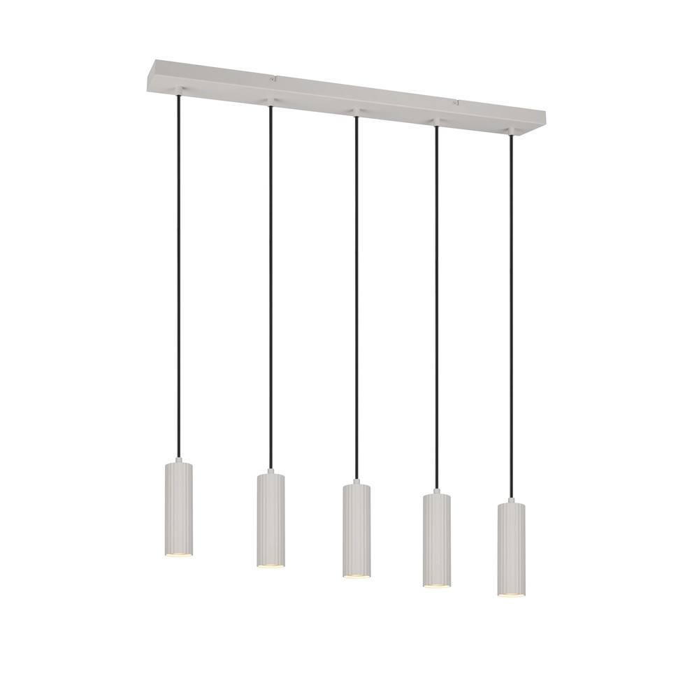 5-flammige Pendelleuchte Soka grau