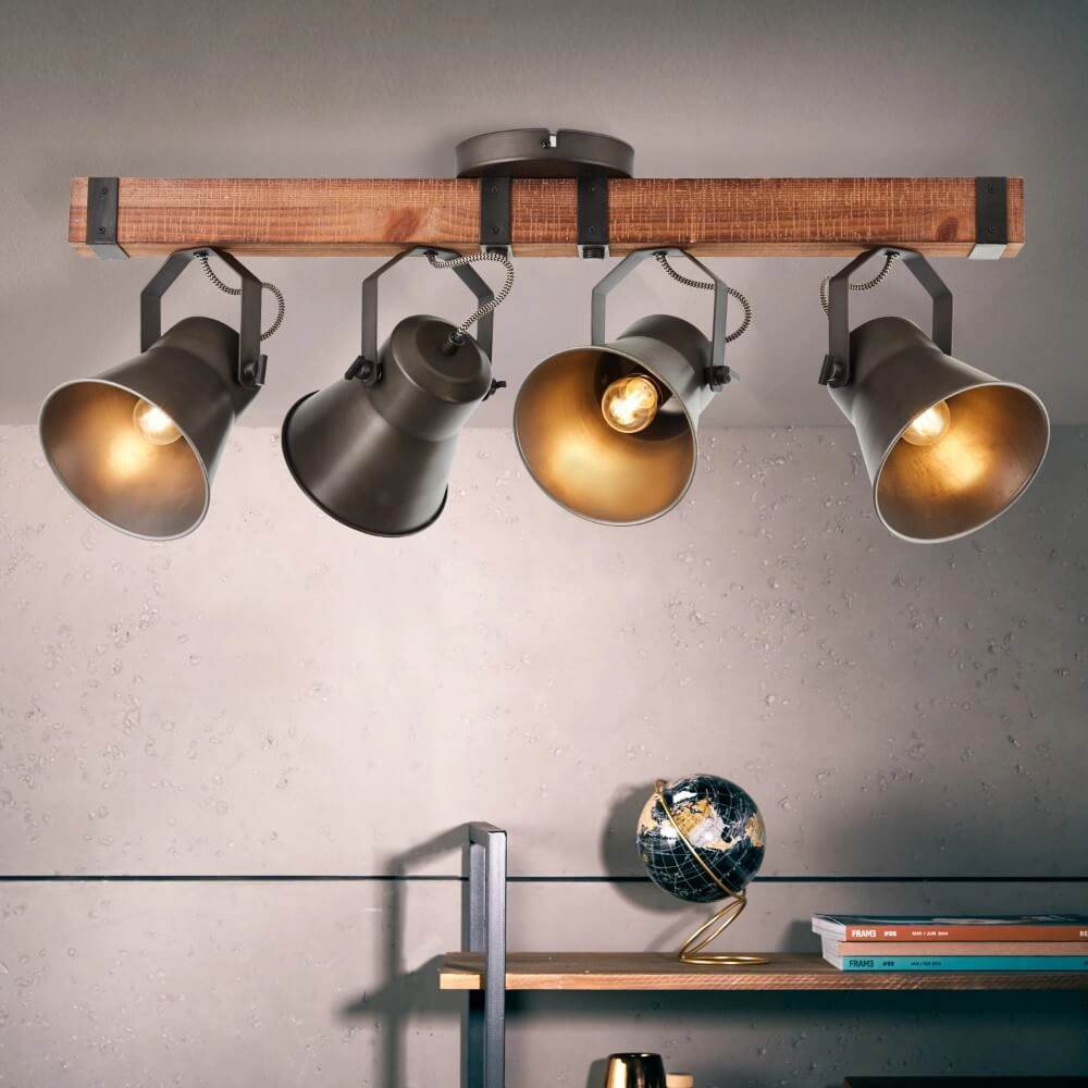 Deckenleuchte mit 4 Leuchten Decca schwarz mit braun Brilliant 4004353361456