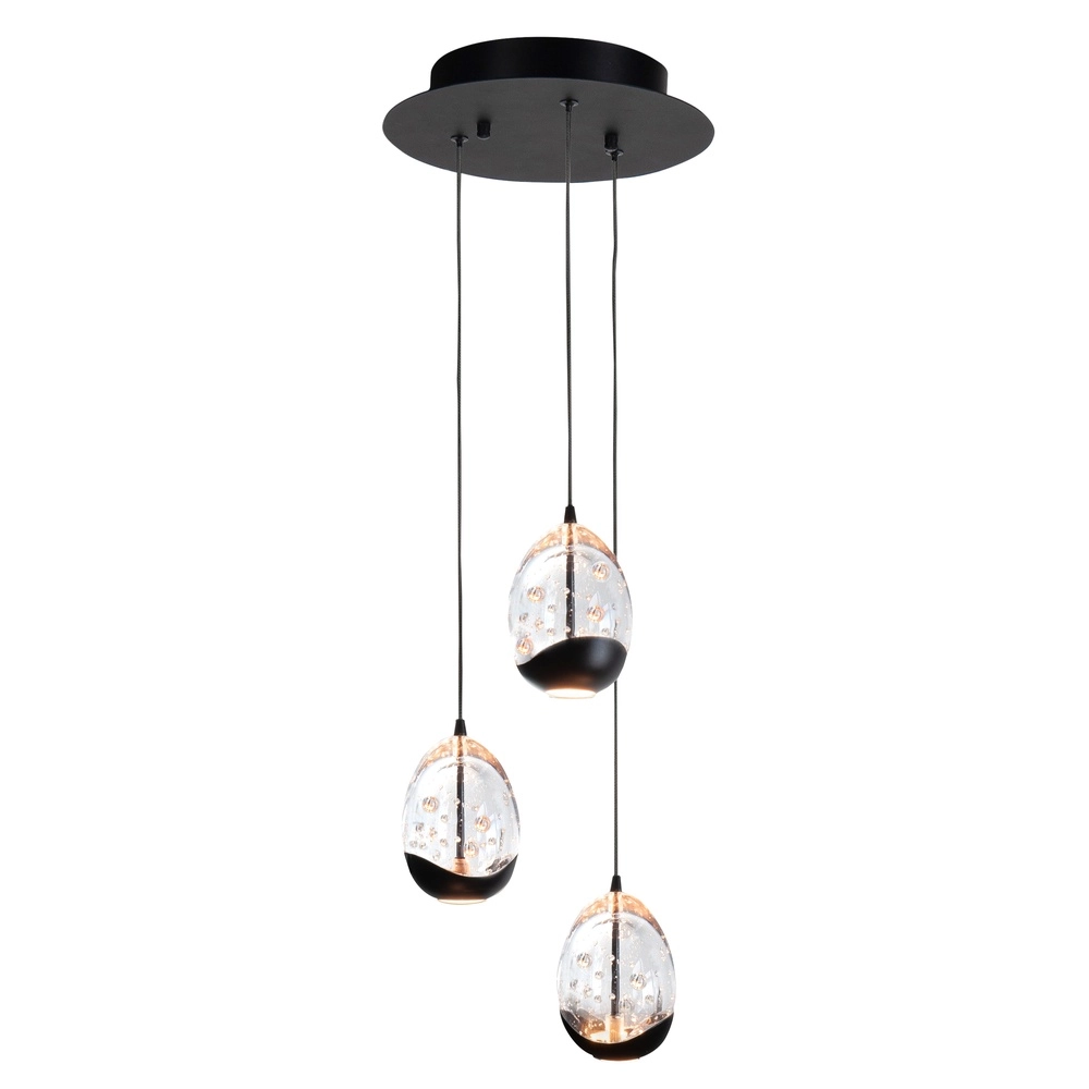 Pendelleuchte Clear Egg schwarz 3-flammig