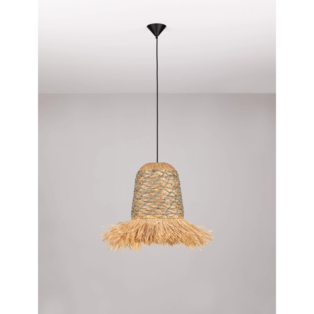 Stroh-Lampe Sorello Blau mit Braun Lyora 5212017477422