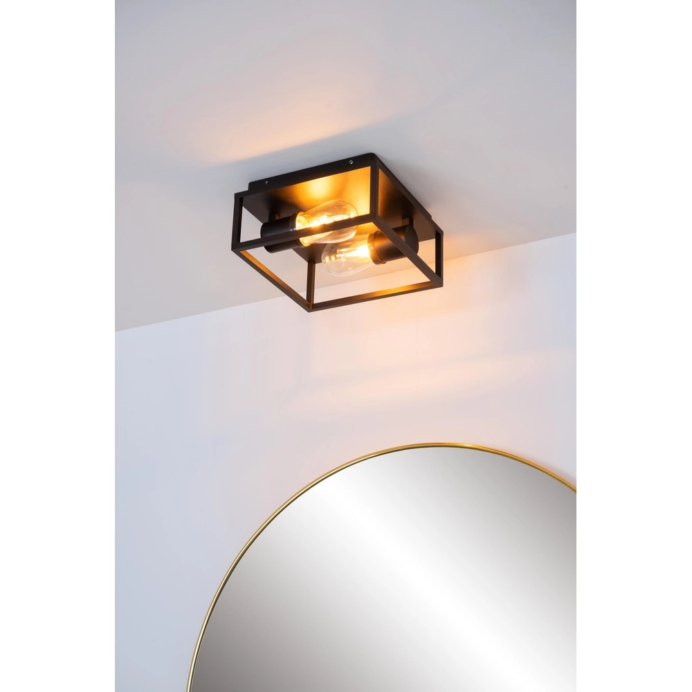 Schwarze Wandlampe Carlyn 2-Licht Badezimmer IP54 Lucide 5411212271709