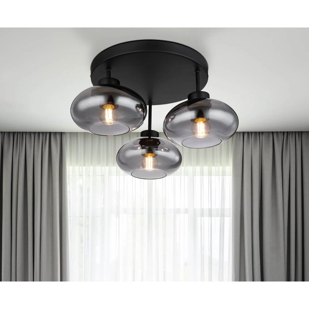 Schwarze Deckenleuchte Shaun 3-flammig Ø 40cm Globo 9007371439935