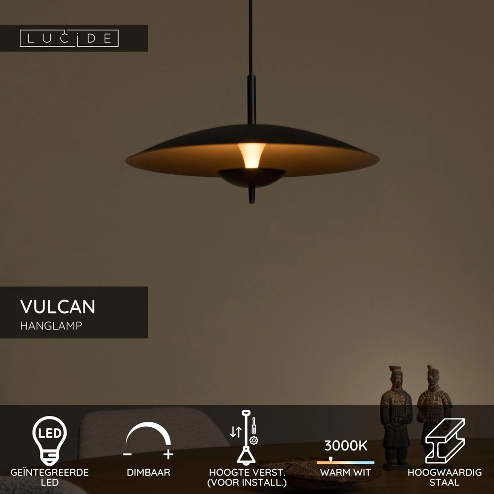 Design-Pendellampe Vulcan Gold mit Schwarz Lucide 5411212303455