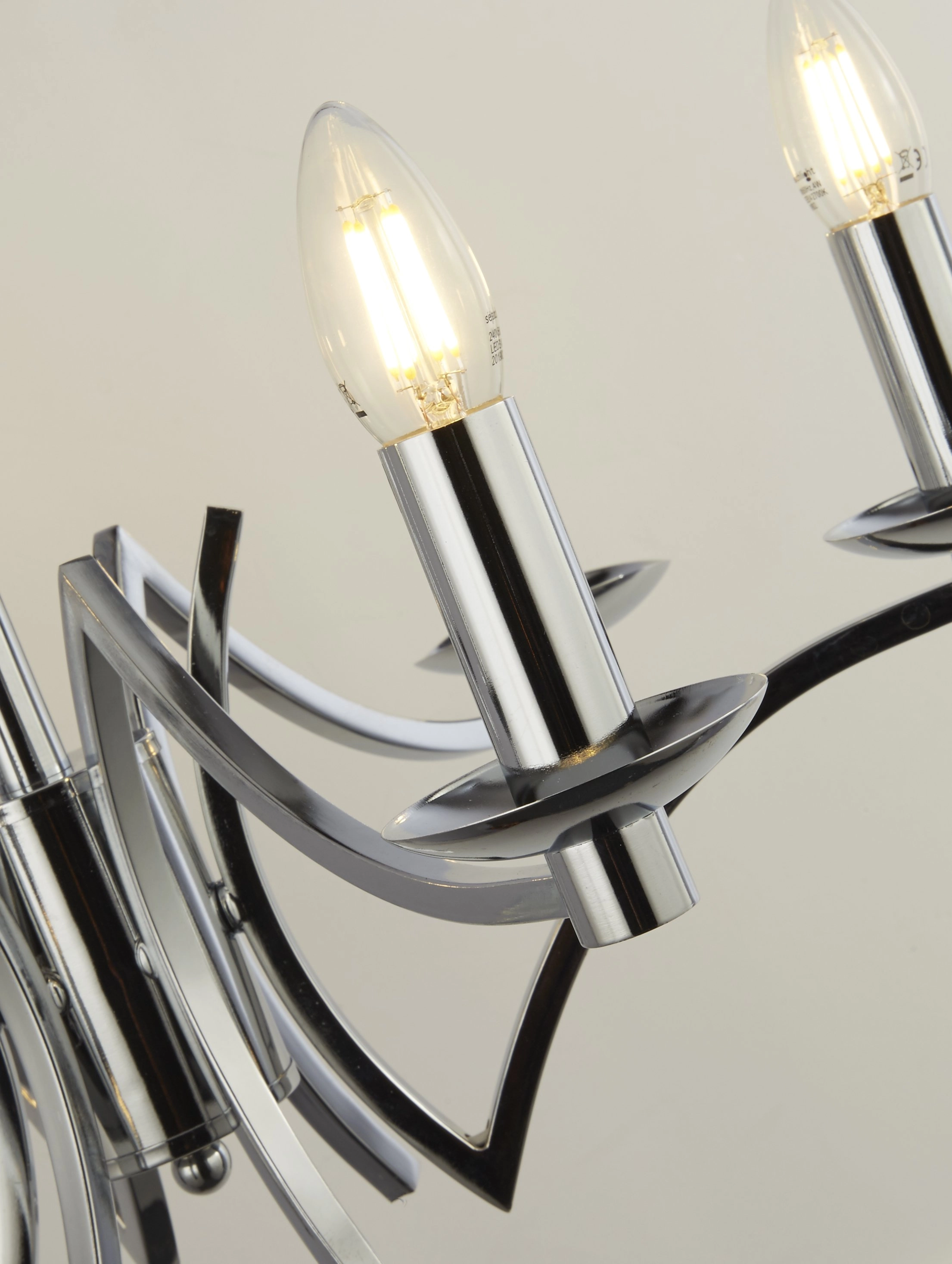 6-Licht-Kronleuchter Ascot grau mit chrom Searchlight 5053423174211