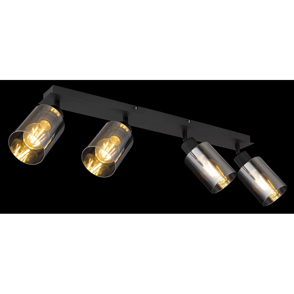 Deckenlampe Hadera 4-Licht Schwarz mit Rauchglas Globo 9007371431229