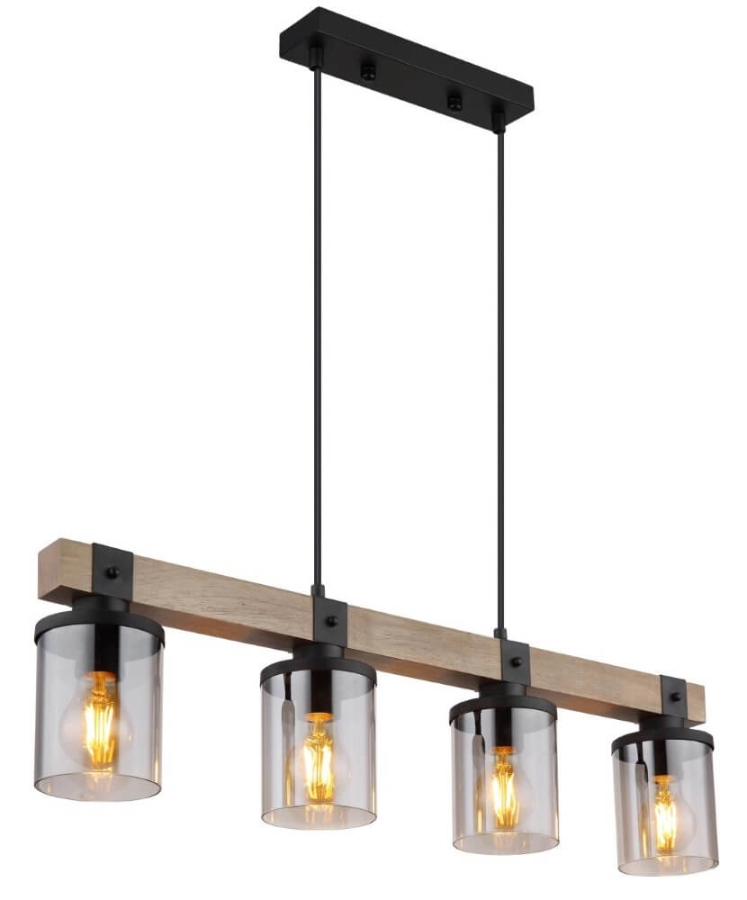 Hängelampe aus Holz Lila 4-Licht