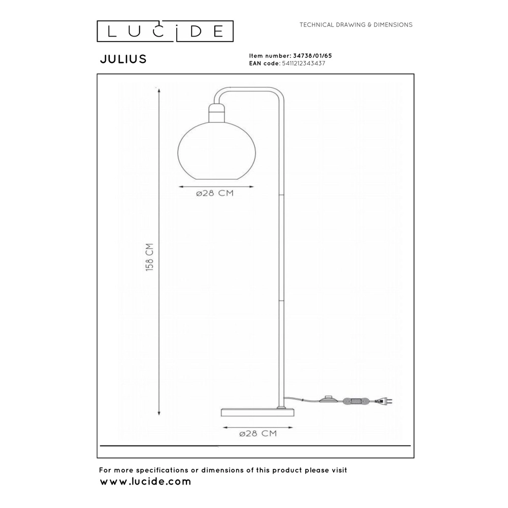 Stehlampe Julius Rauchglas Lucide 5411212343437