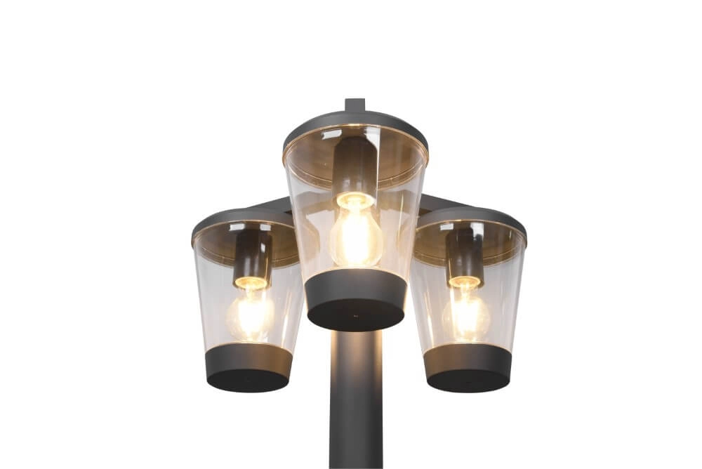 Gartenlaterne Cavado 3-flammig, 220 cm, Anthrazit Trio 4017807506228