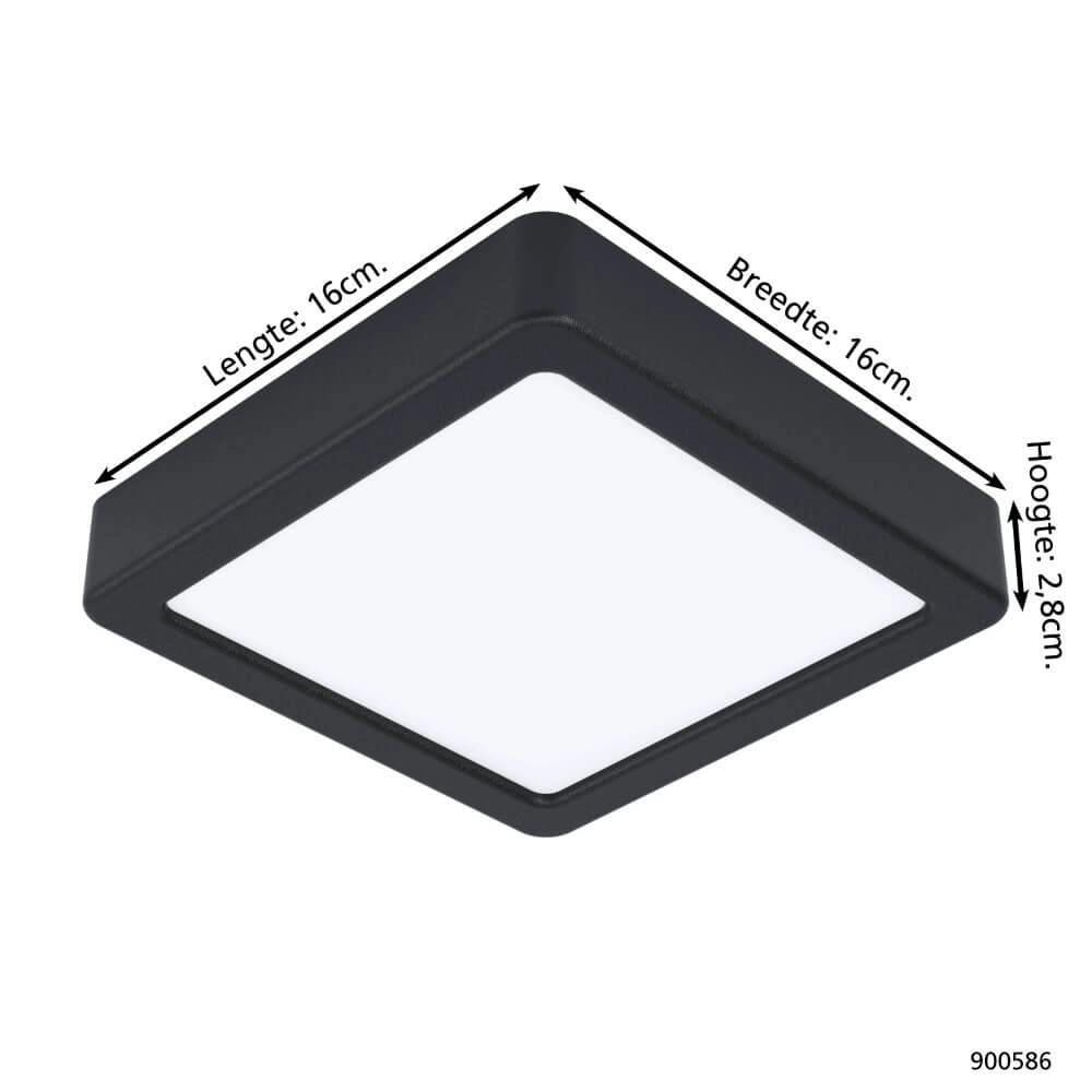 Schwarze Deckenlampe Fueva 5 16 x 16 cm Eglo 9008606244867