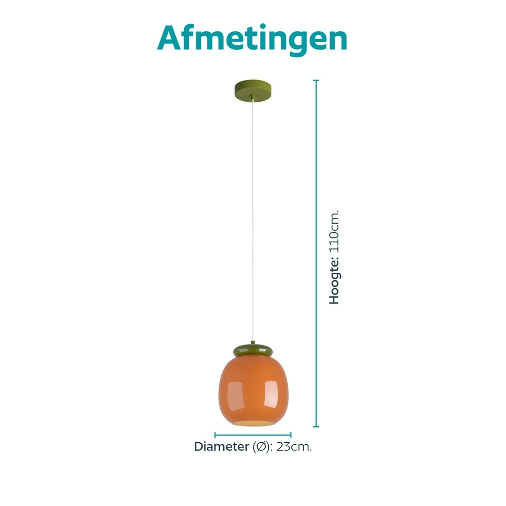 Design-Pendellampe Berardelli orange mit grünem Ø 23 cm