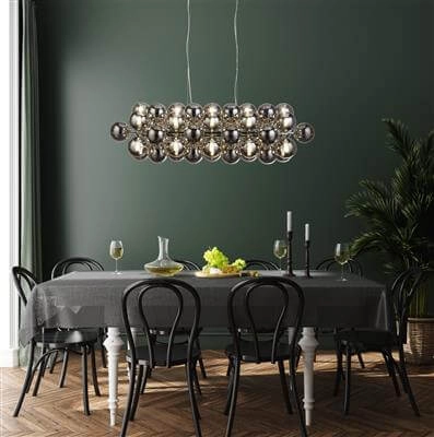 Hängelampe Glas Berry Globe 25-light schwarz mit Rauchglas Searchlight 5053423188614