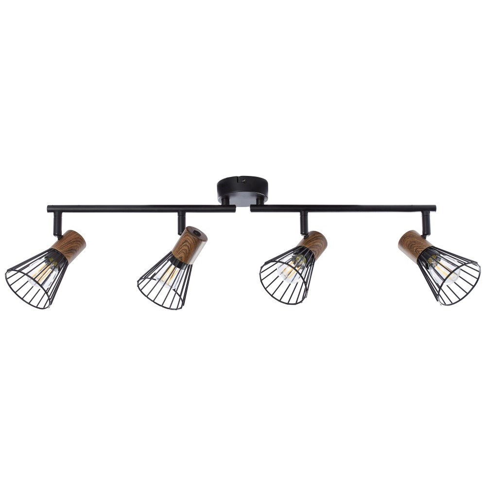 Deckenleuchte Manama 4 Lichtschwarz mit Holzbraun Brilliant 4004353326547