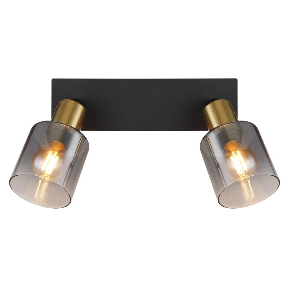 2-Licht Deckenlampe Hollsy Schwarz mit Rauchglas Globo 9007371445851