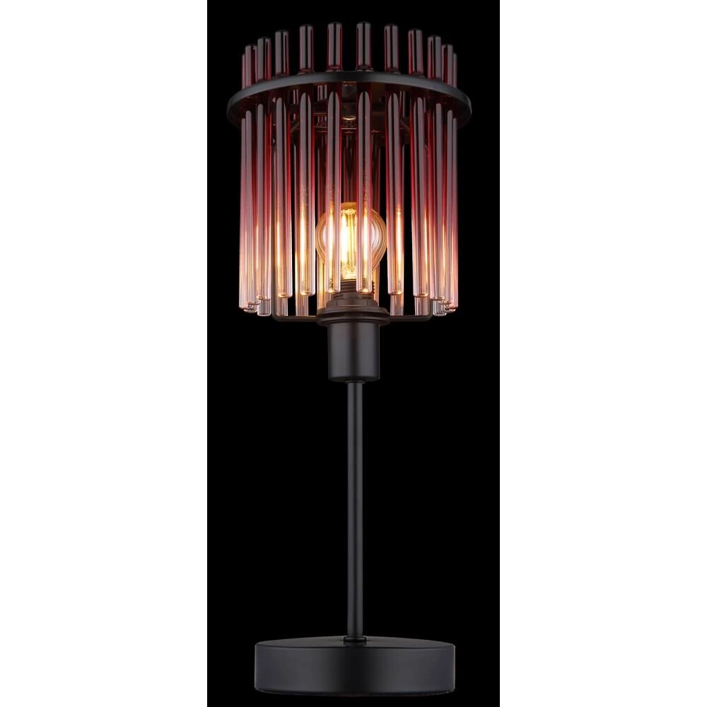 Schwarze Tischleuchte Gorley mit rotem Glas Ø 15cm Globo 9007371471959