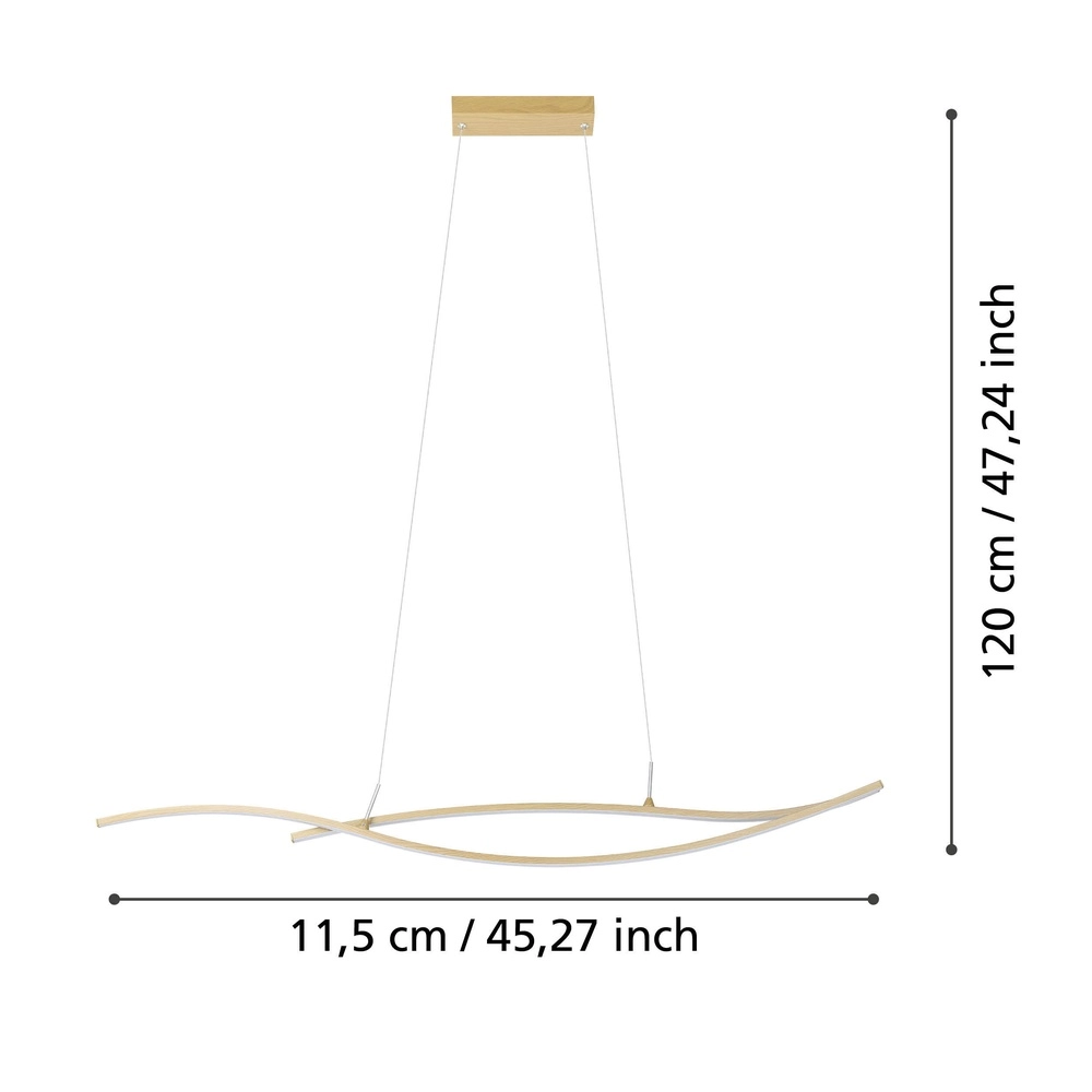 LED-Pendellicht Grisolia 115 cm – Holzoptik Eglo 9008606316182