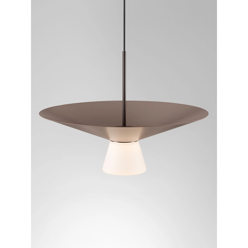 Design-Pendellampe Baris weiß mit grauem und braunem Ø 38 cm Lyora 5212017495297