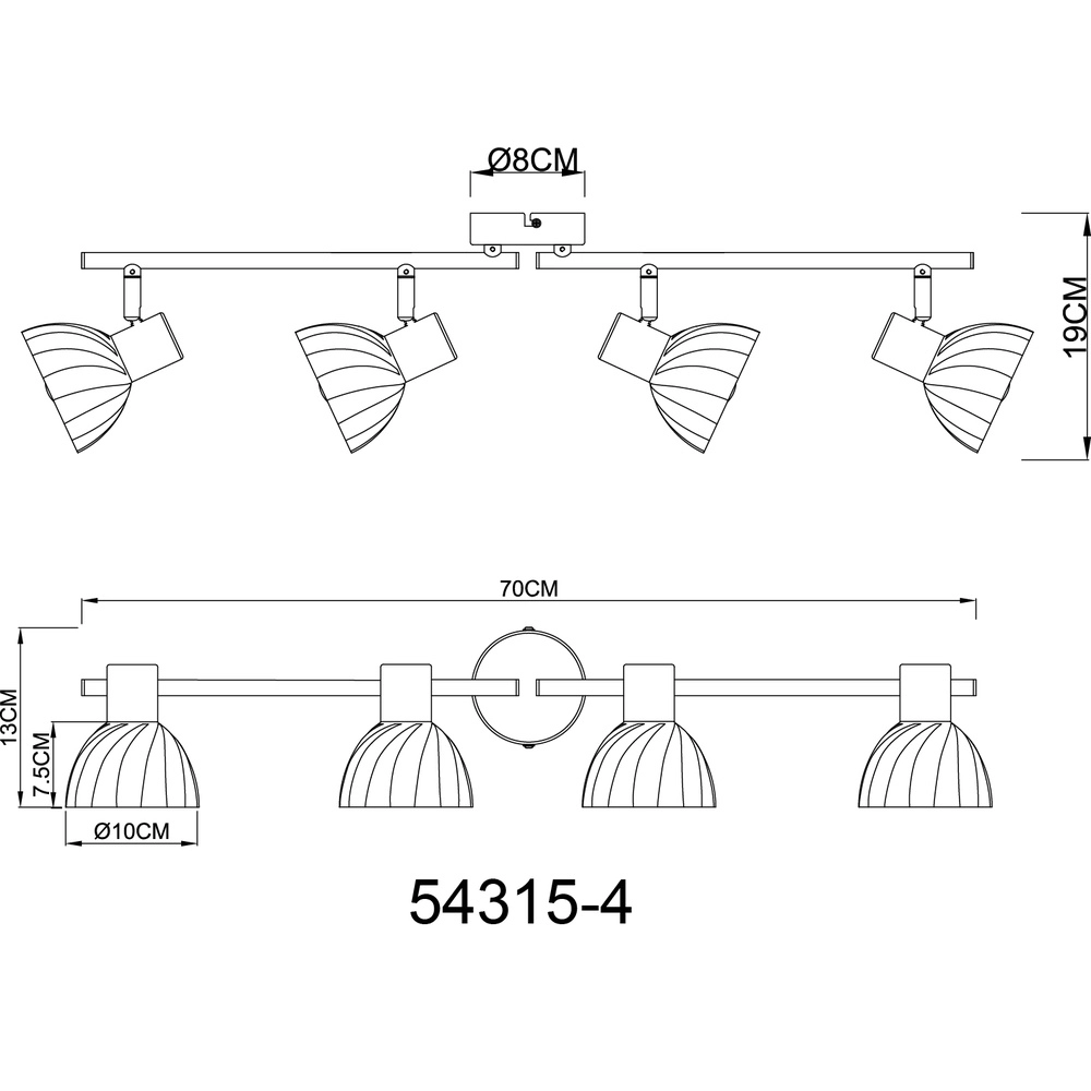 Deckenlampe 4-Licht Zachery Nickel Globo 9007371522491