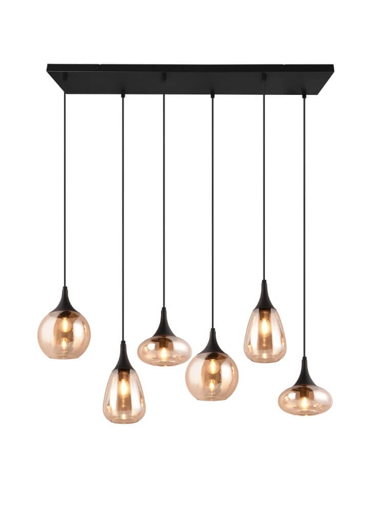 Hängelampe mit 6 Leuchten Lumina mit Braunglas Trio 4017807577730