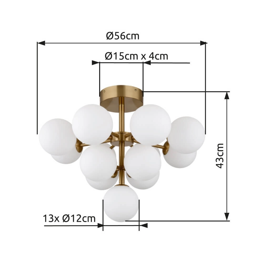 Goldene Deckenleuchte Grappy 13-flammig Globo 9007371453122