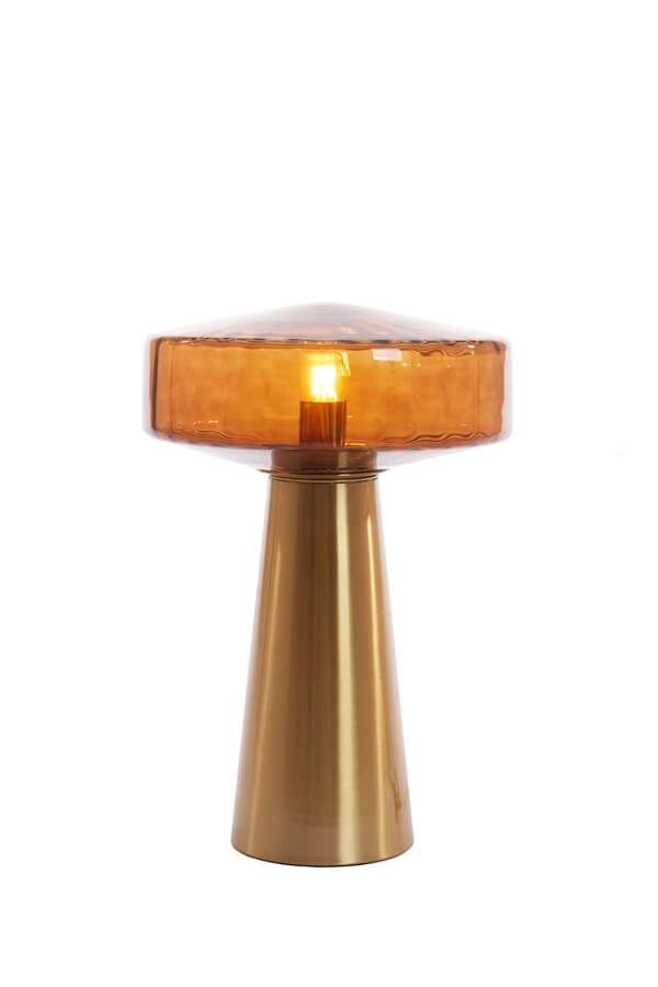 Tischlampe Pleat gold mit braun Ø 30cm