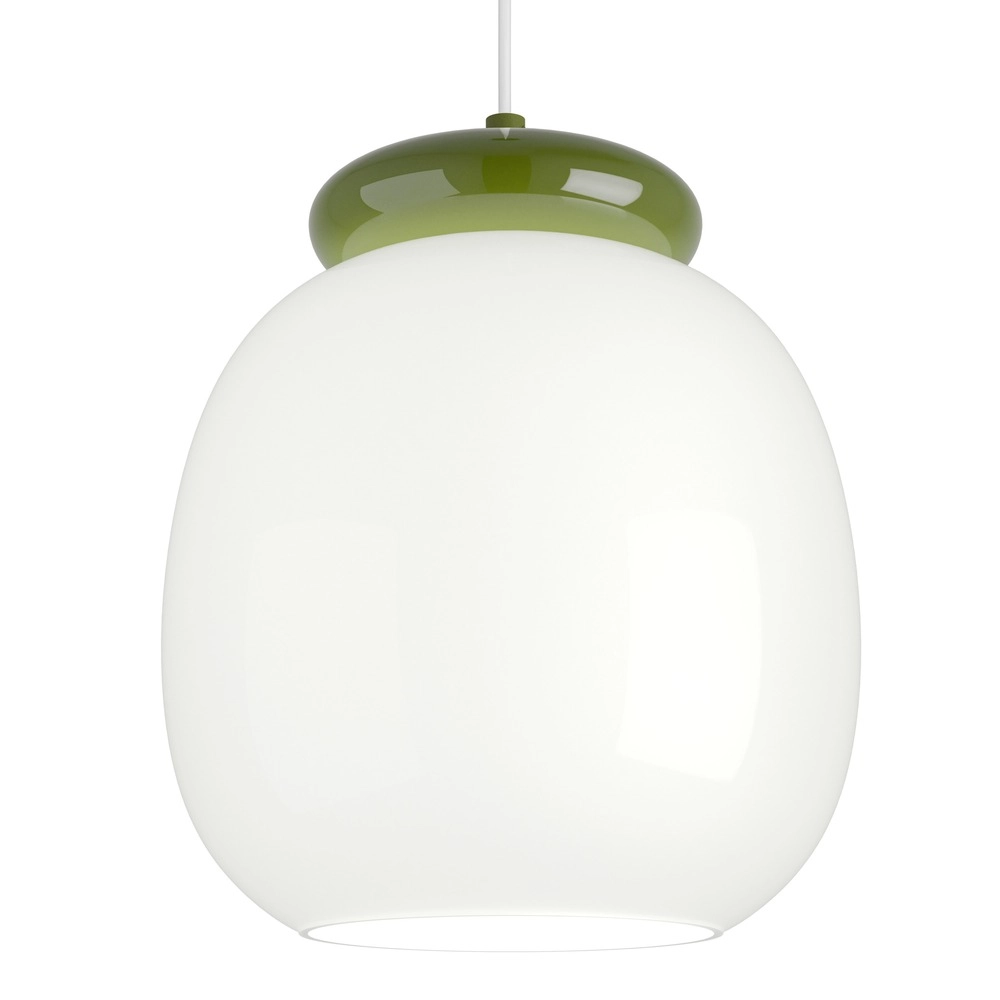 Design-Pendellampe Berardelli weiß mit grünem Ø 23 cm