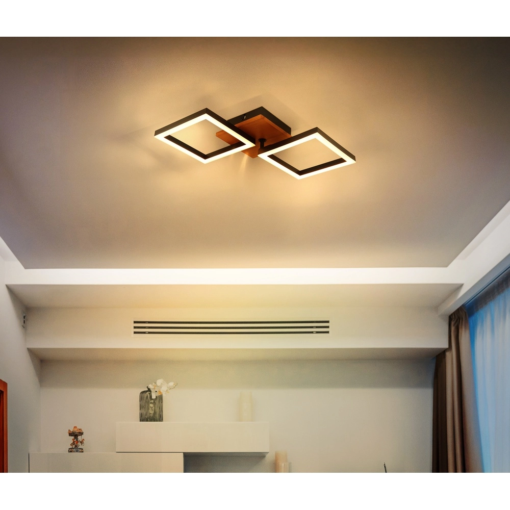 Design-Deckenlampe Kerry Schwarz mit Holzoptik Globo 9007371440221