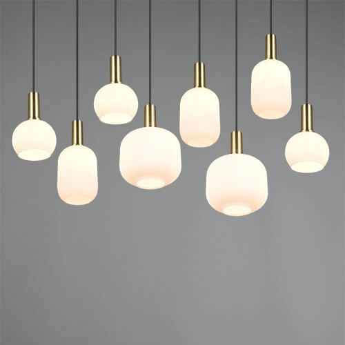 Hängelampe für das Esszimmer Diva 8-flammig – weißes Glas Trio 4017807614527
