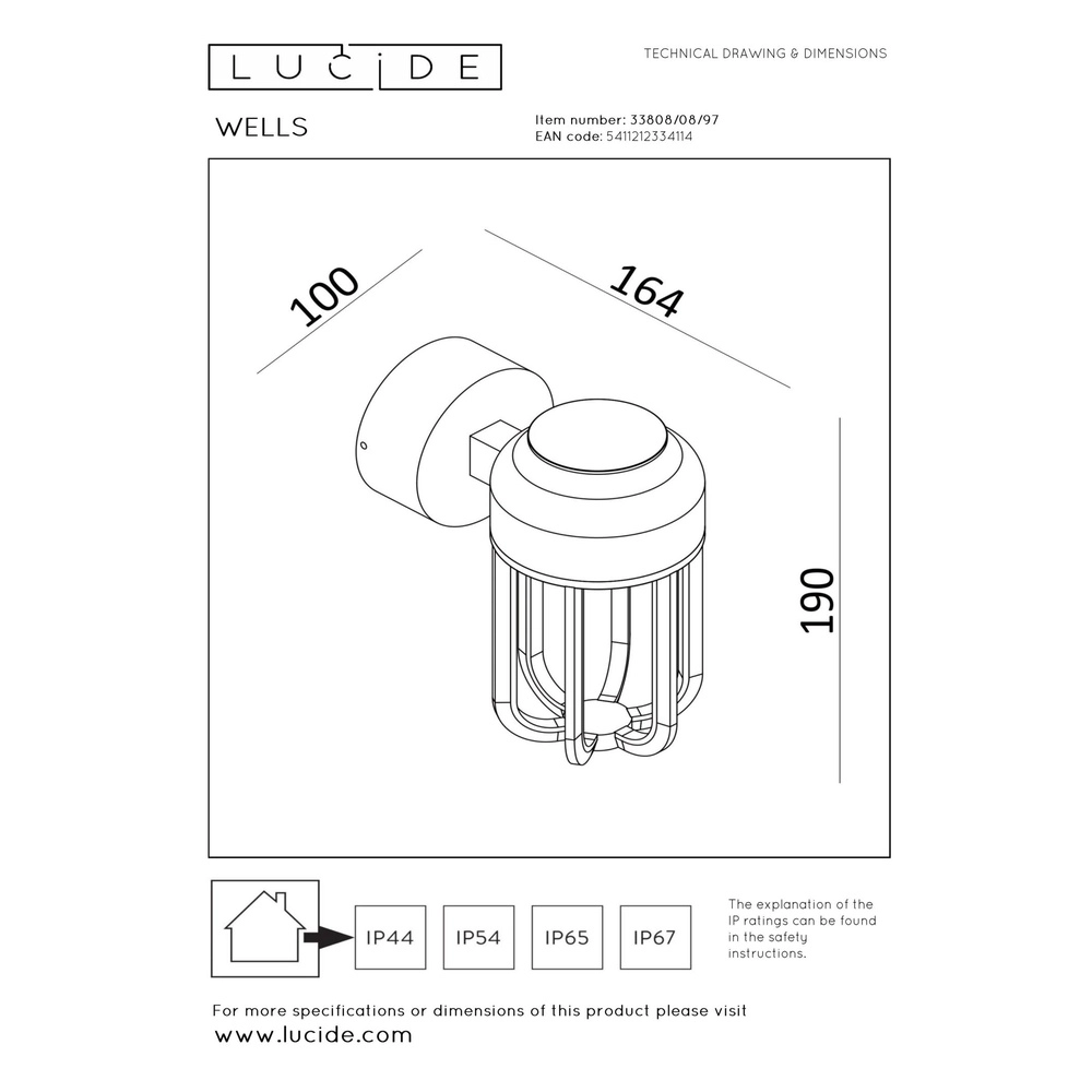 Wandlampe Wells Rostbraun Lucide 5411212334114