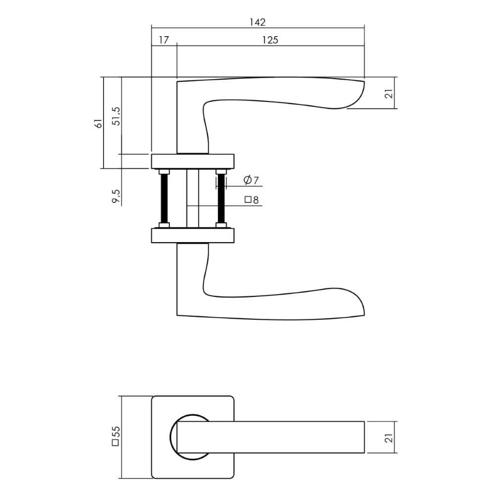 Türklinke Minos quadratisch anthrazit Intersteel 8714186539392