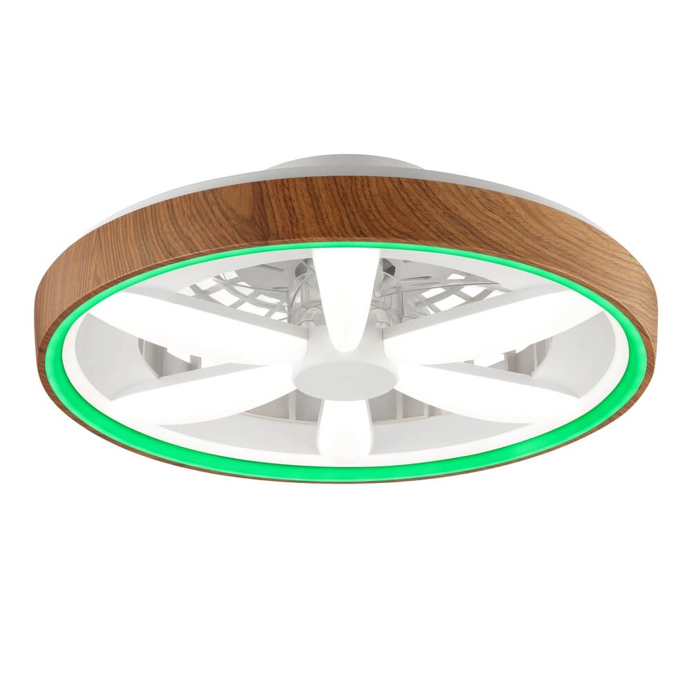 Deckenventilator in Holzoptik Gaiano mit RGB-Lampe Brilliant 4004353455728