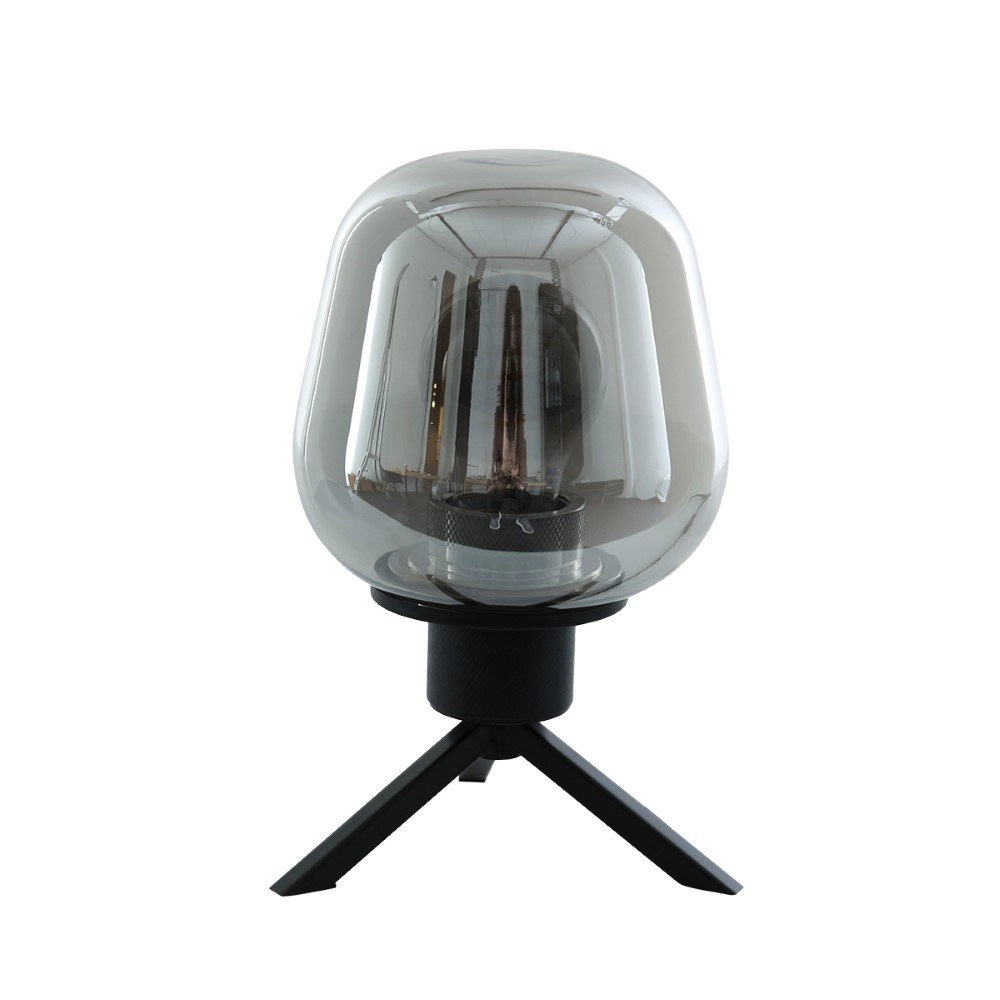 Glastischlampe Reflexion 14 cm schwarz mit Rauchglas Steinhauer 8712746132625