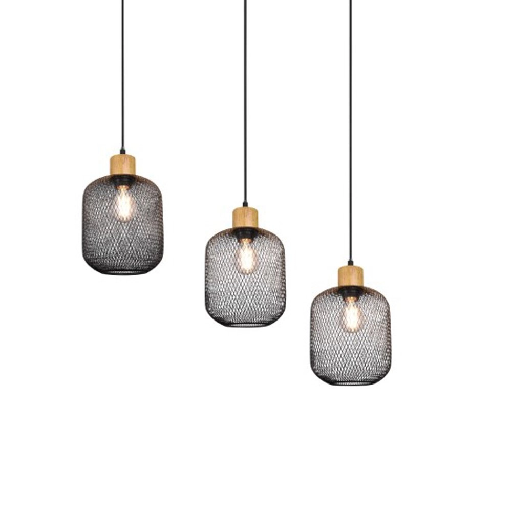 Pendelleuchte Calimero 3 Lichtschwarz mit holz Trio 4017807489507