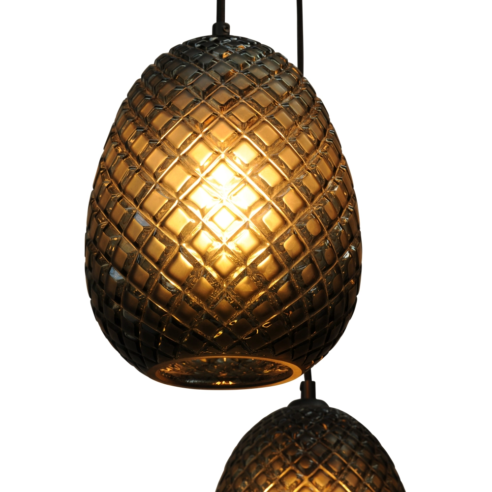 Schwarze Hängelampe Pineapple 6-flammig mit Rauchglas Masterlight 8718121209920