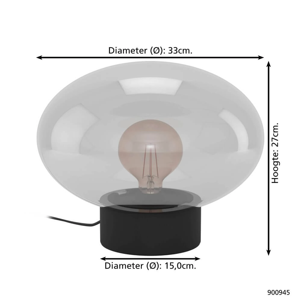 Tischlampe aus Rauchglas Madonnina Ø 33cm Eglo 9008606274963