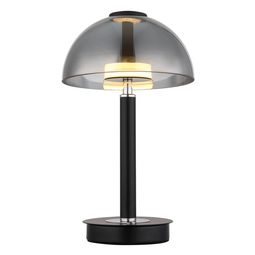 Tischlampe Uldin schwarz mit Rauchglas Globo 9007371468720