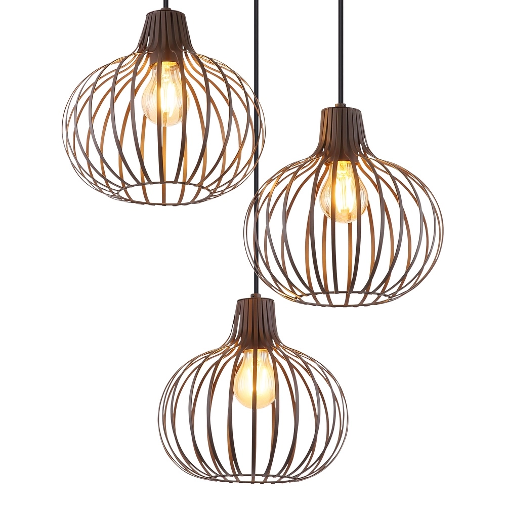 Design-Pendellampe Mateo 3-Licht Rust Briun Globo 9007371569144