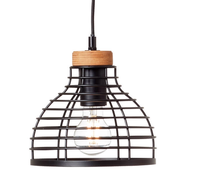 Hängelampe Avia 3-helles Schwarz mit Holzbraun Brilliant 4004353396960
