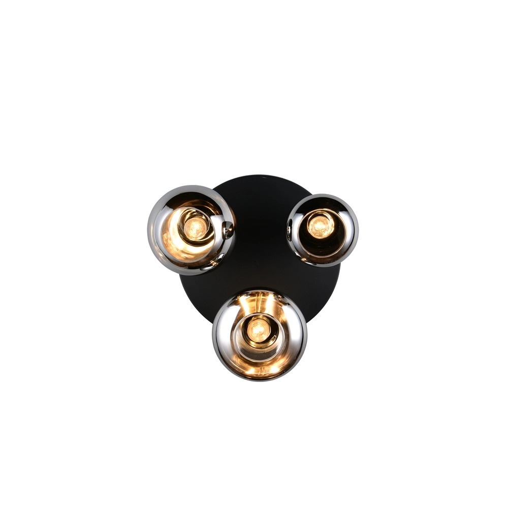 3-flammige Deckenleuchte Lumina schwarz mit Rauchglas Trio 4017807663167