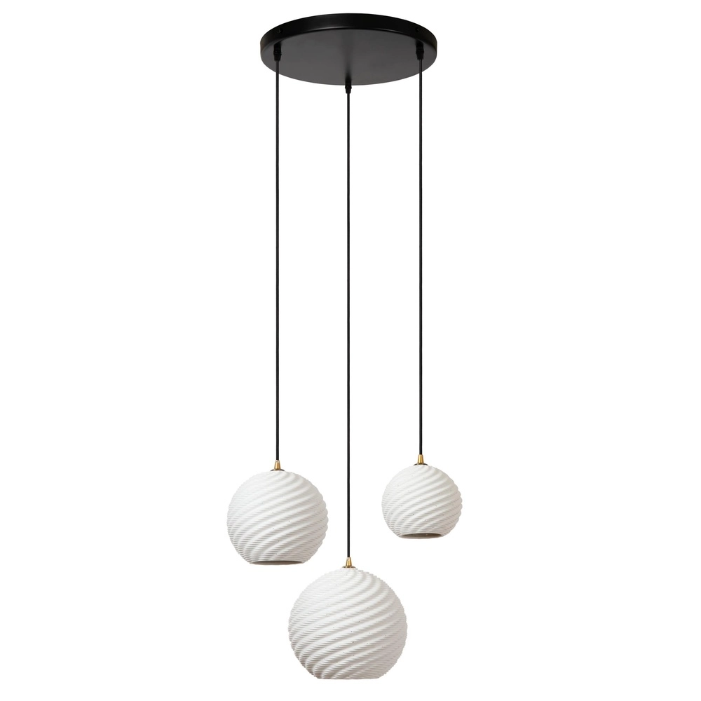 Design-Pendellampe Bina 3-Licht rundes Weiß