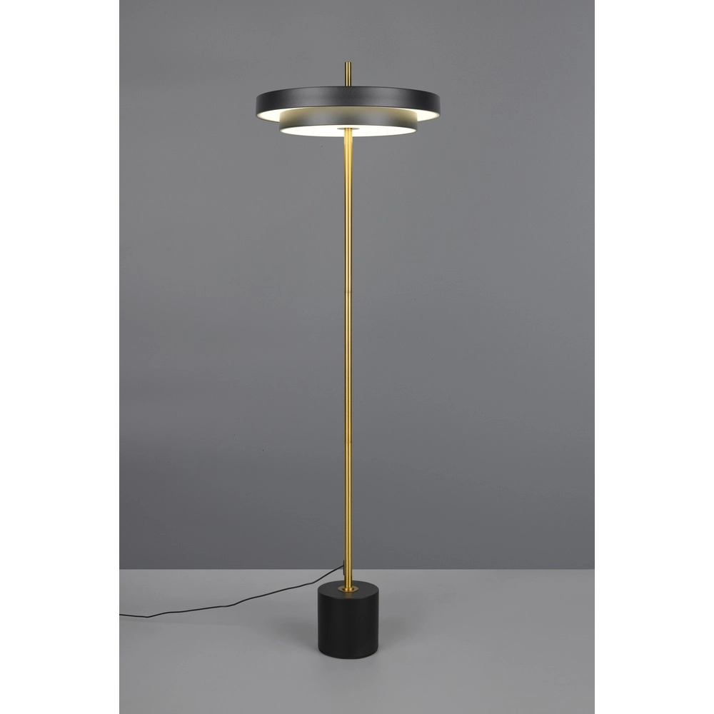 Moderne Stehleuchte Keaton schwarz mit gold Trio 4017807655926