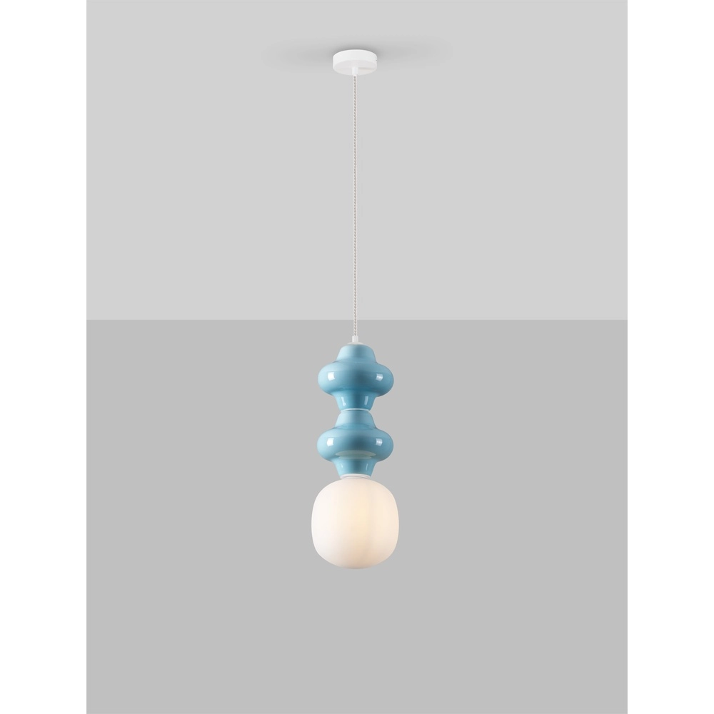 Pendelleuchte Clio M blaue Kerämie mit weißem Glas Lyora 5212017461254