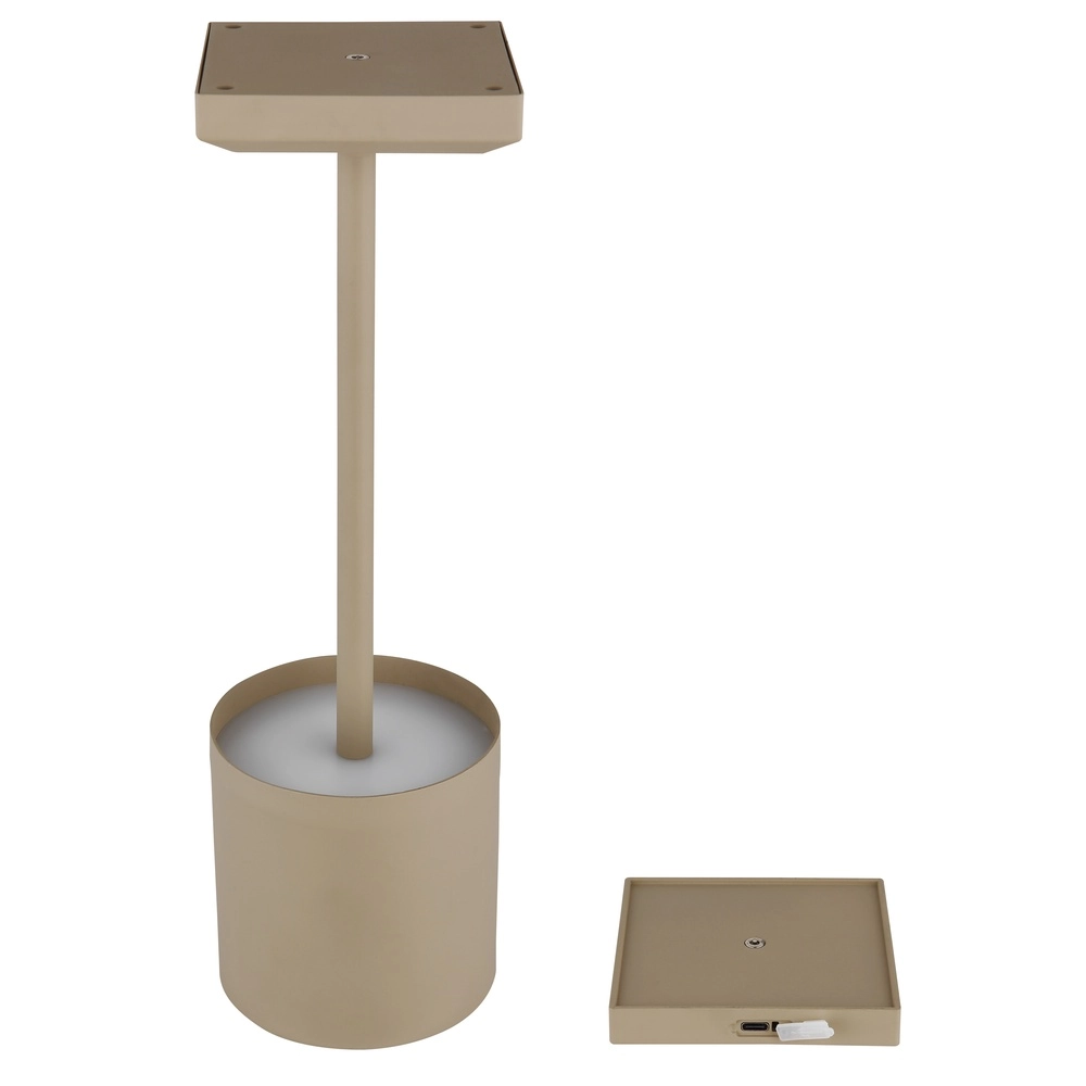 Moderne Tischleuchte Dixon Sand Braun Wiederaufladbar Globo 9007371531394