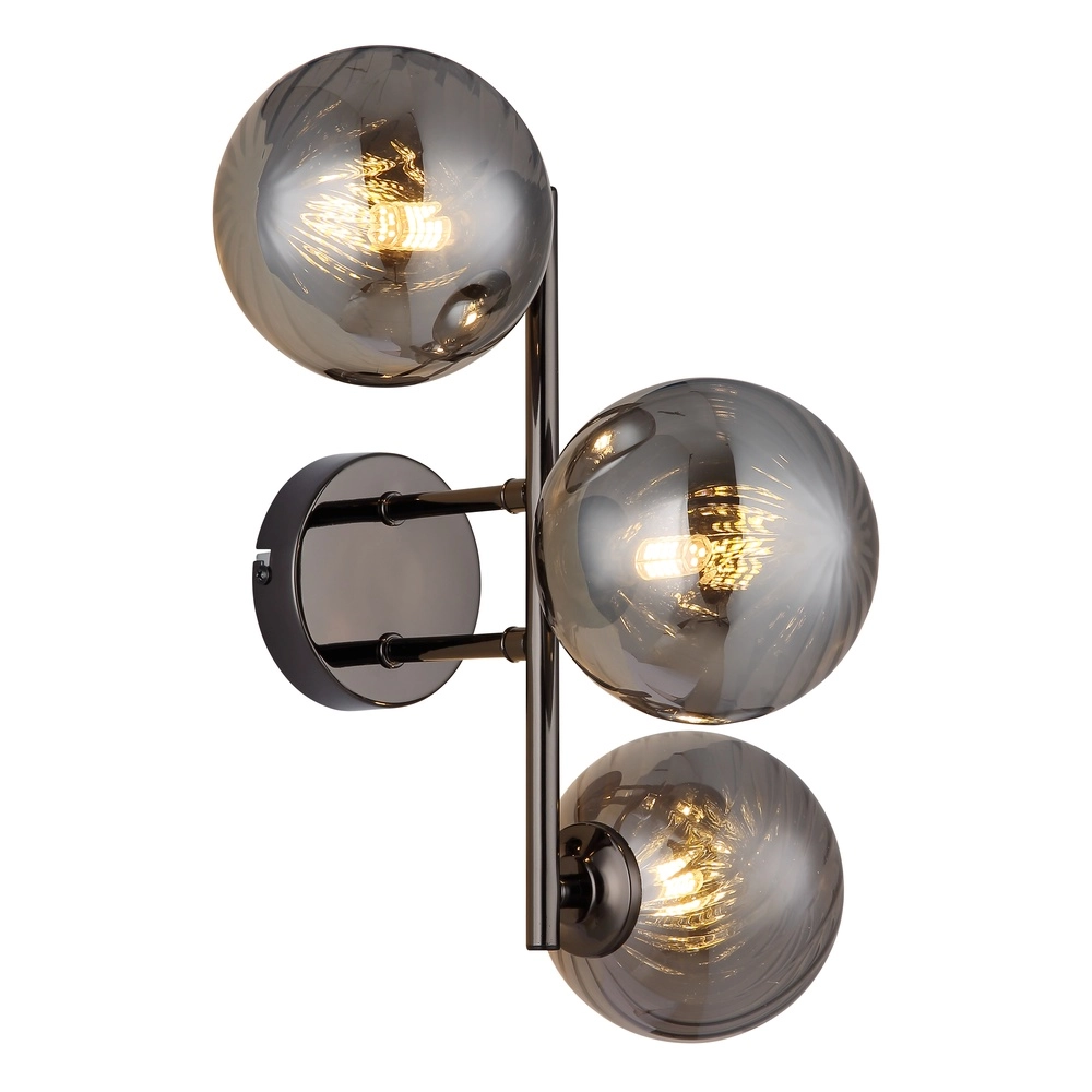 Schwarze Wandlampe Conor mit Rauchglas