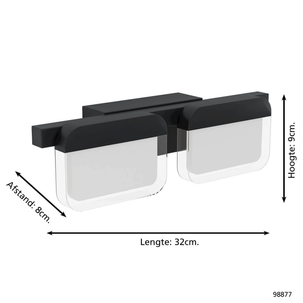LED-Wandleuchte Ervidel Schwarz Eglo 9002759988777