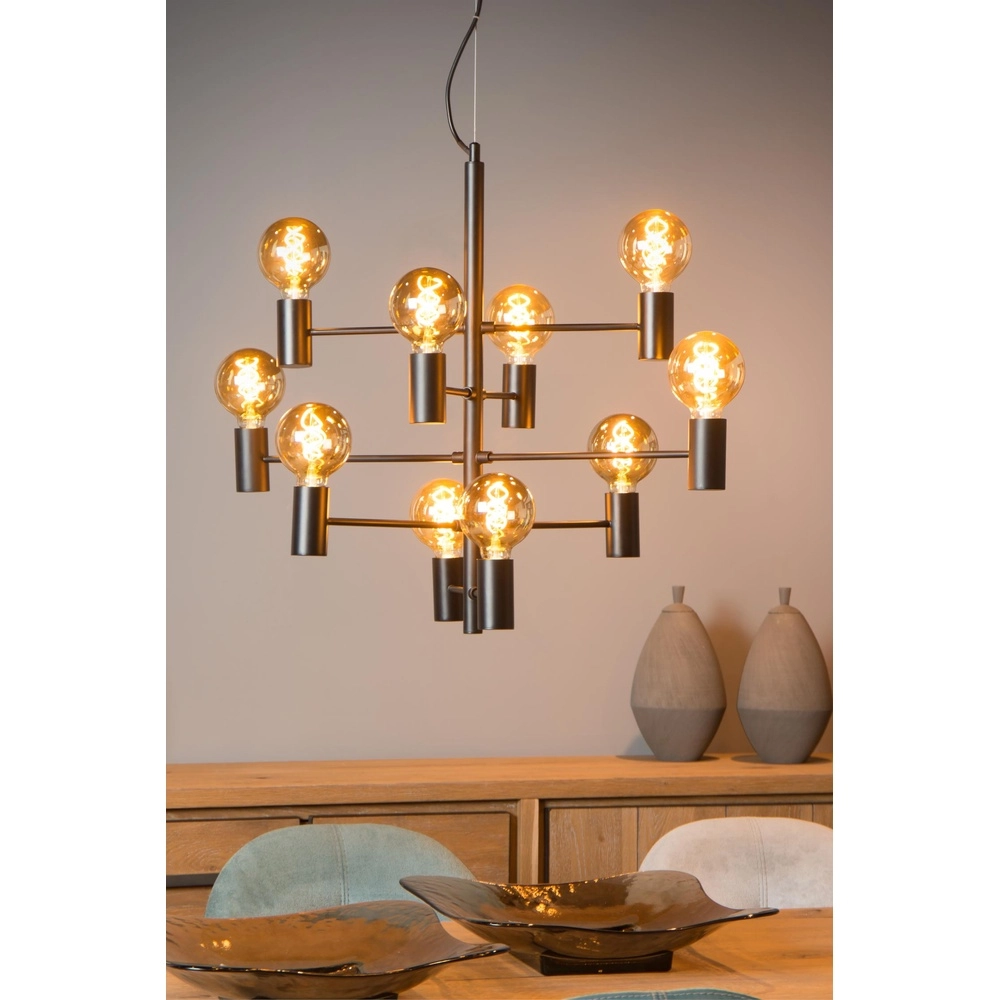 Pendellampe Leanne 10-Licht Schwarz Lucide 5411212211101
