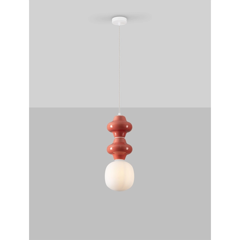 Pendelleuchte Clio M rote Keramik mit weißem Glas Lyora 5212017461230