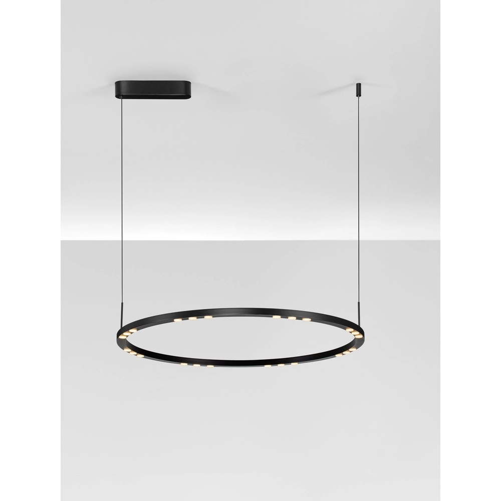 Schlanke Pendelleuchte Lunette schwarz Ø 80cm