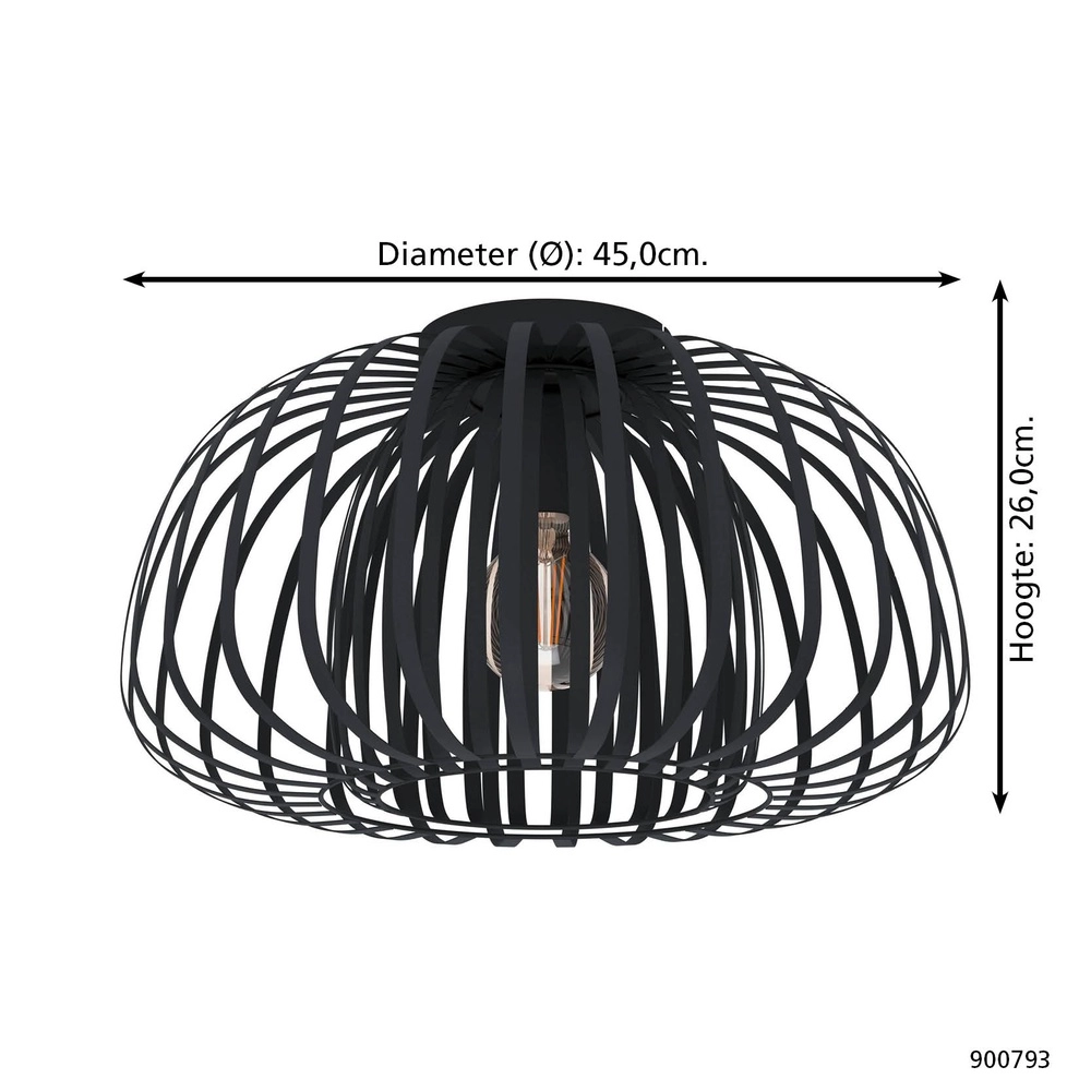 Schwarze Deckenlampe Encinitos 1 Ø 45cm - 1x E27 Eglo 9008606254224