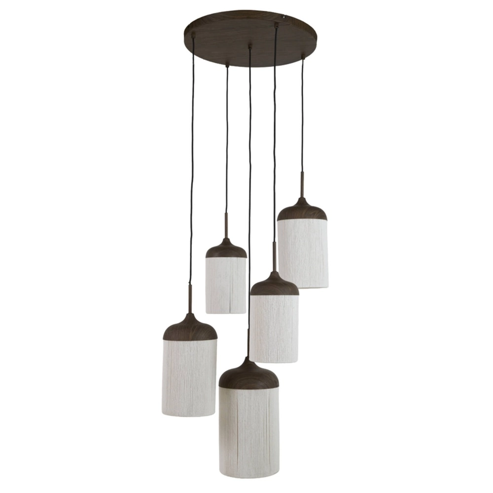 5-Licht Pendellampe Dania Schwarzes Holz