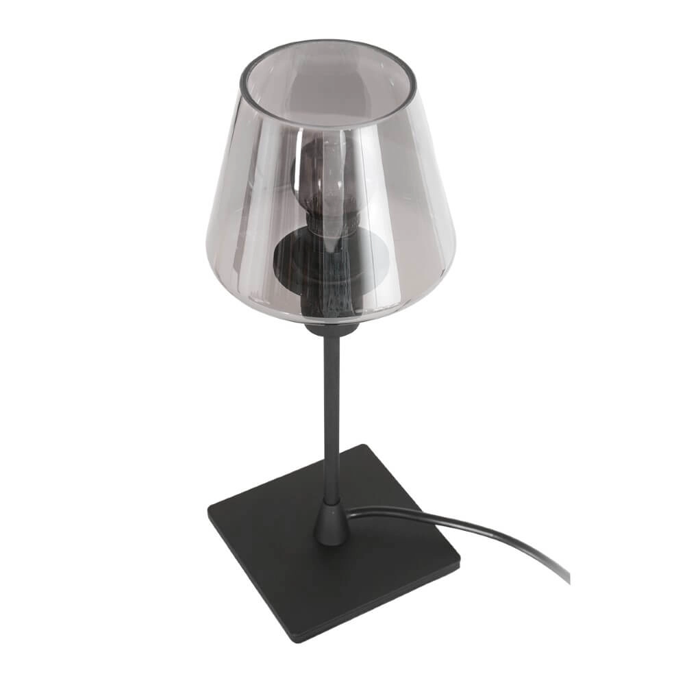 Schwarze Tischlampe Ancilla mit Rauchglas Steinhauer 8712746146790